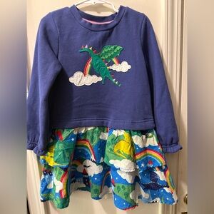 Mini Boden Blue and Green Dragon Dress